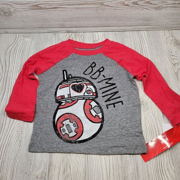 Valentines Day Star Wars BB Mine Raglan Toddler Shirt Disney Mad Engine 2T - Picture 1 of 4